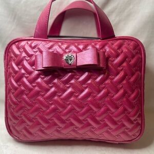 Betsey Johnson iridescent pink cosmetics case